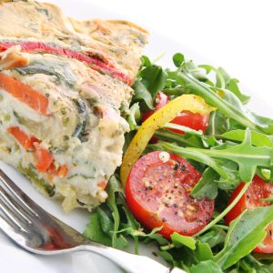 Quiche with 3 salads